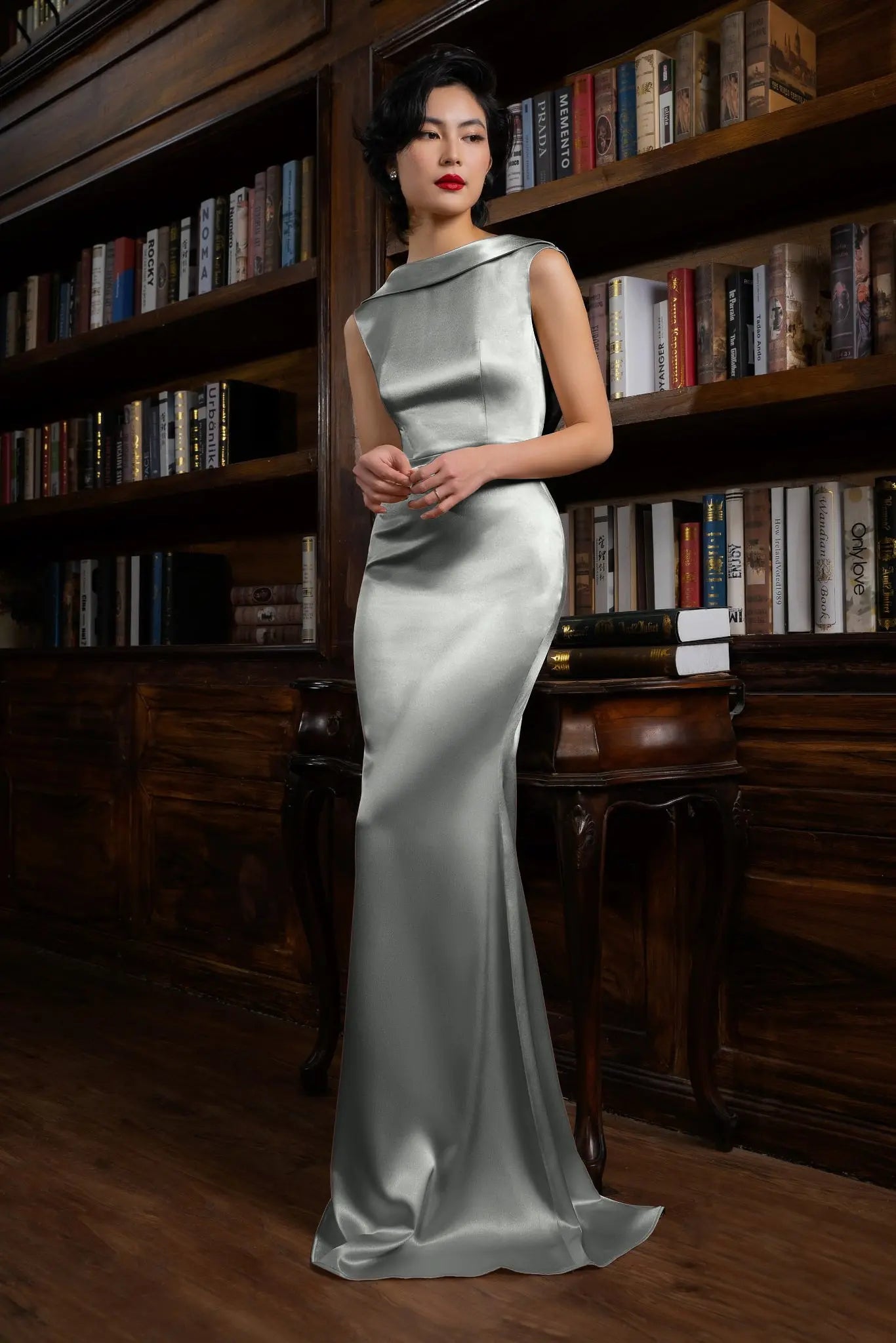 Emily Silk Dress 4 / Sage