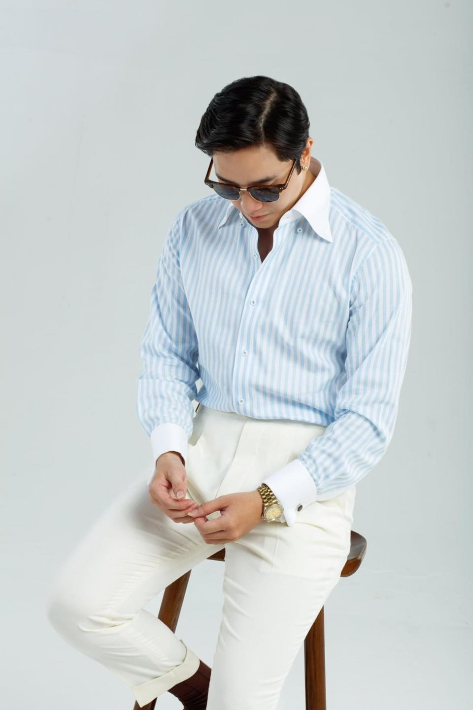 Light Blue Striped Premium Cotton Shirt