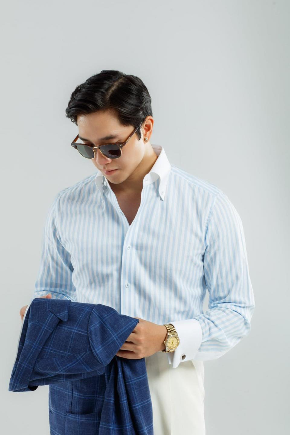 Light Blue Striped Premium Cotton Shirt