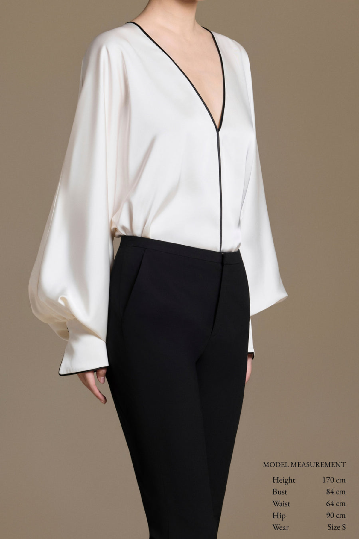Elowisse Black-trimmed Silk Top