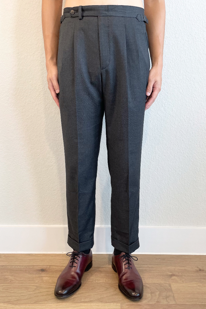 Double Pleated Wool Trousers