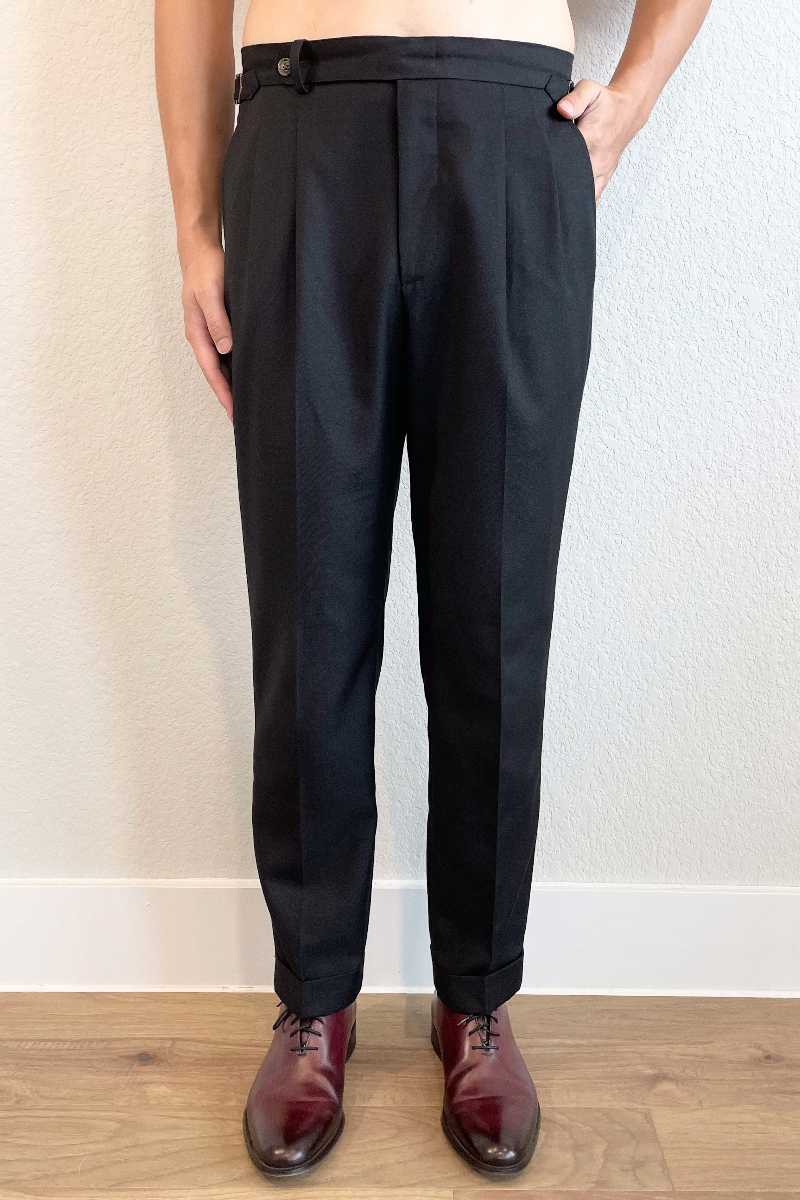 Double Pleated Wool Trousers